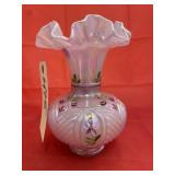 Fenton Ruffled Edge Hand Painted Vase