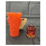 L.E. Smith Toothpick Holder & Hazel Atlas Vase