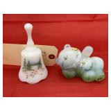Fenton hand painted Bear & Bell