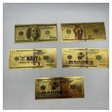 5 - 24K Gold Back Notes - Assorted