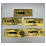 5 - US Army 24K Gold Back Notes