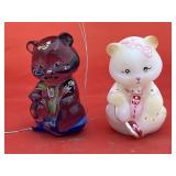 2 - Fenton Hand Painted Bear Figurines