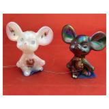 2 - Fenton Hand Painted Mice Figurines