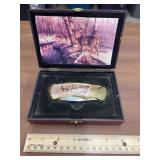 Deer Pocket Knife in Wood Case