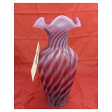 Fenton Pink Ruffled Edge Tall Vase