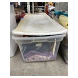 Plastic Tote w/Assorted Fabric