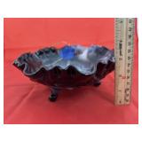 Purple Ruffled Edge Dish Slag Glass