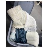 Curtains - Lace Fabric & More in Plastic Bin w/Lid