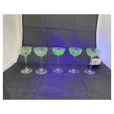 5 Pcs - Green Depression Glass Stemware