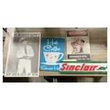 4 Pcs - Assorted Metal Signs - Sinclair 16x4