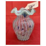 Fenton Ruffled Edge Hand Painted Vase