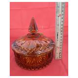 Amber Candy Dish w/Lid