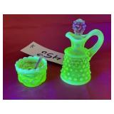 Fenton Cruet w/Mini Bowl & Spoon