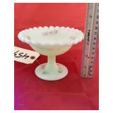 Fenton Ruffled Rim Signed Pedestal Dish