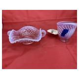 2 Pcs - Fenton Pink Vase & Dish