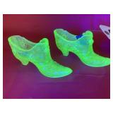 2 - Fenton Carnival Glass Shoes