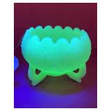 Vintage Fenton Yellow Custard Glass Footed Bowl