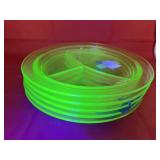 4 - Uranium Glass Divided Plates