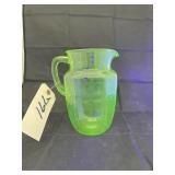 Green Depression Glass Pitcher