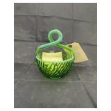 Jefferson Green Opalescent Handled May Basket