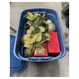 Assorted Christmas Dï¿½cor in Plastic Bin w/Lid