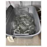 Assorted Canning Jars in Plastic Bin