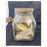 Vintage Receipts & More in Glass Jar