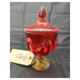Viking Glass Amberina Covered Candy Dish