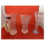 3 Pcs - Vases - 1 Marked Crystal