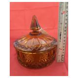 Amber Candy Dish w/Lid