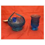 Vintage Colonial Blue Split Basket & Cup