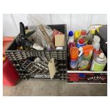 Plastic Milk Crate w/Caulking Gun & More