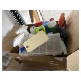 Box of Assorted Cleaning Supplies & More