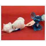 Fenton Hand Painted Cat & Mouse Figurines