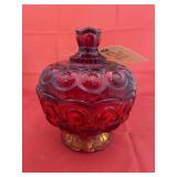 Vintage L.E. Smith Amberina Glass Covered Dish