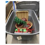 Assorted Christmas Dï¿½cor in Plastic Bin w/Lid