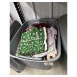 Assorted Fabric in Plastic Bin w/Lid