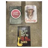 3 Pcs - Assorted Metal Signs 12x8