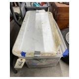 Plastic Tote w/Assorted Fabric