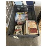 Crate w/Assorted Books & Mad Magazines