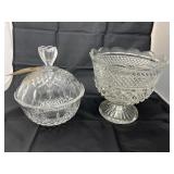 2 Pcs - Glass Candy Dish & Bowl w/Lid