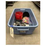Fishing Supplies in Plastic Bin