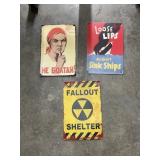 3 Pcs - Assorted Metal Signs 12x8