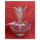 Fenton Sunset Iridied 2-Pc Hobnail Epergne