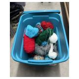 Assorted Yarn in Plastic Bin w/Lid