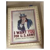 Framed Uncle Sam "I Want You" Recruiting Sign
