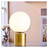 11" Modern Globe Table Lamp - Frosted White/Gold