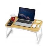 Zeaptac Laptop Bed Desk - Foldable, White/Natural