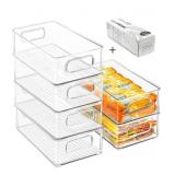 Stackable Refrigerator Organizer Bins, 6 pack, Cle