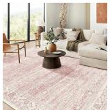 Brakki 8x10 Area Rug, Thin Soft BOHO Rug, Non Slip